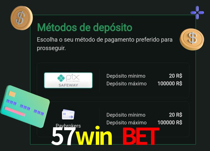 O cassino 57win bet oferece uma grande variedade de métodos de pagamento